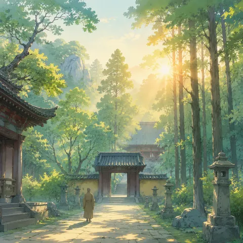 《题破山寺后禅院》诗意配图