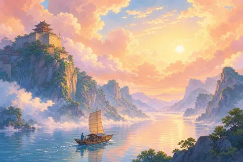 《早发白帝城》诗意配图