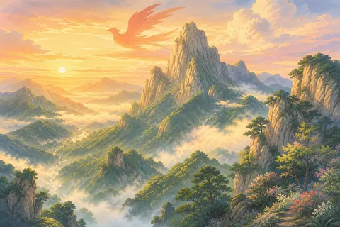 《望岳》诗意配图