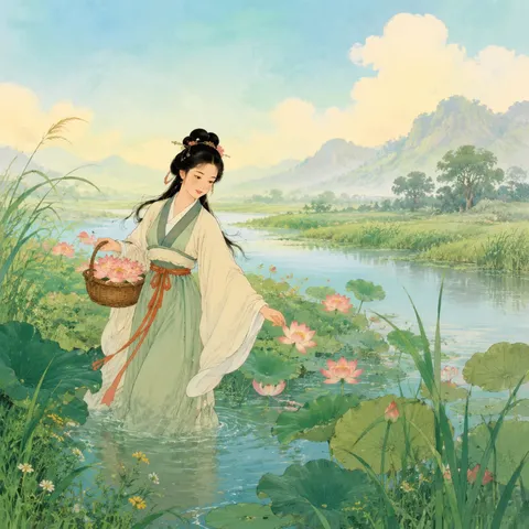 《涉江采芙蓉》诗意配图