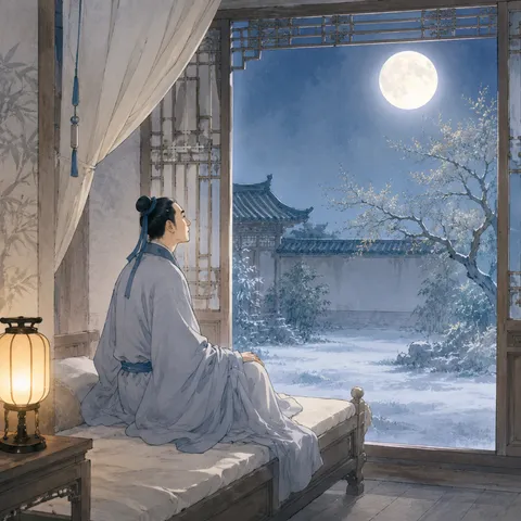 《静夜思》诗意配图