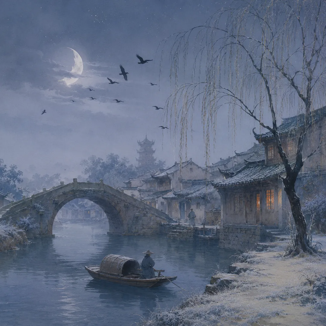 《枫桥夜泊》诗意配图