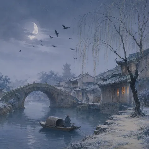 《枫桥夜泊》诗意配图