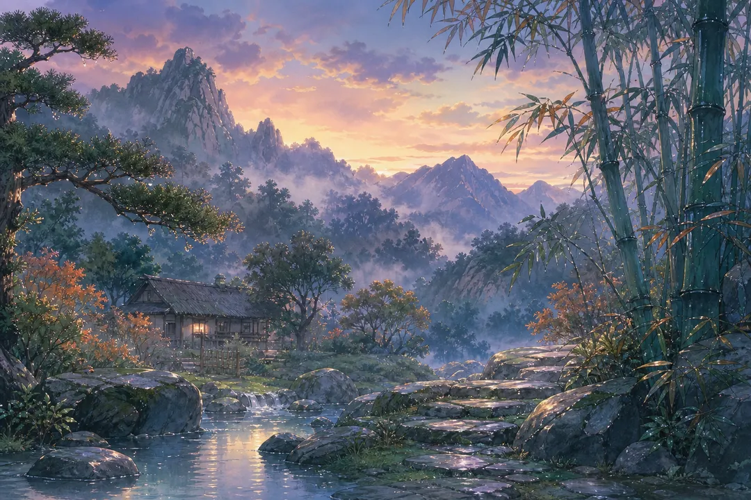 《山居秋暝》诗意配图