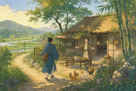 《过故人庄》诗意配图