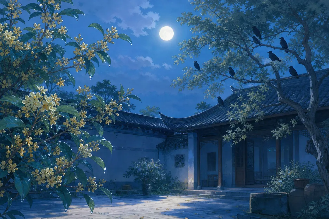 《十五夜望月寄杜郎中》诗意配图