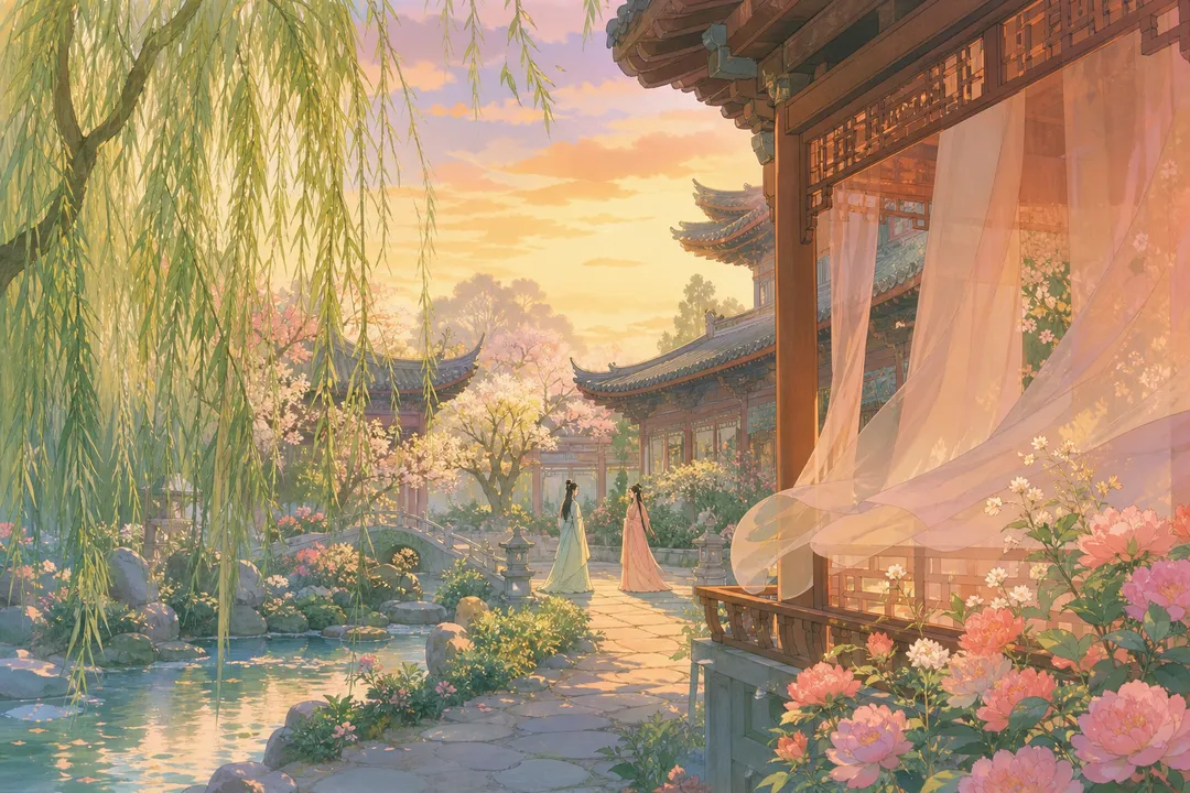 《江南逢李龟年》诗意配图