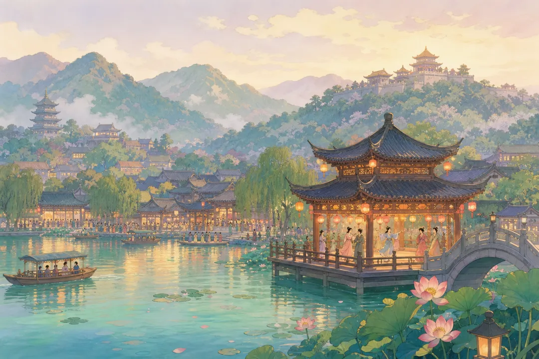 《题临安邸》诗意配图