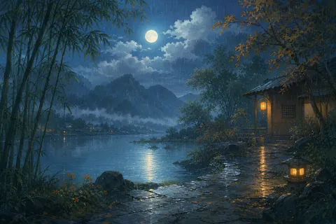 《夜雨寄北》诗意配图