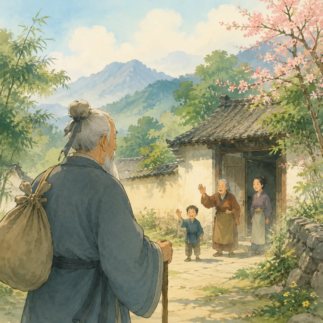 《回乡偶书》诗意配图