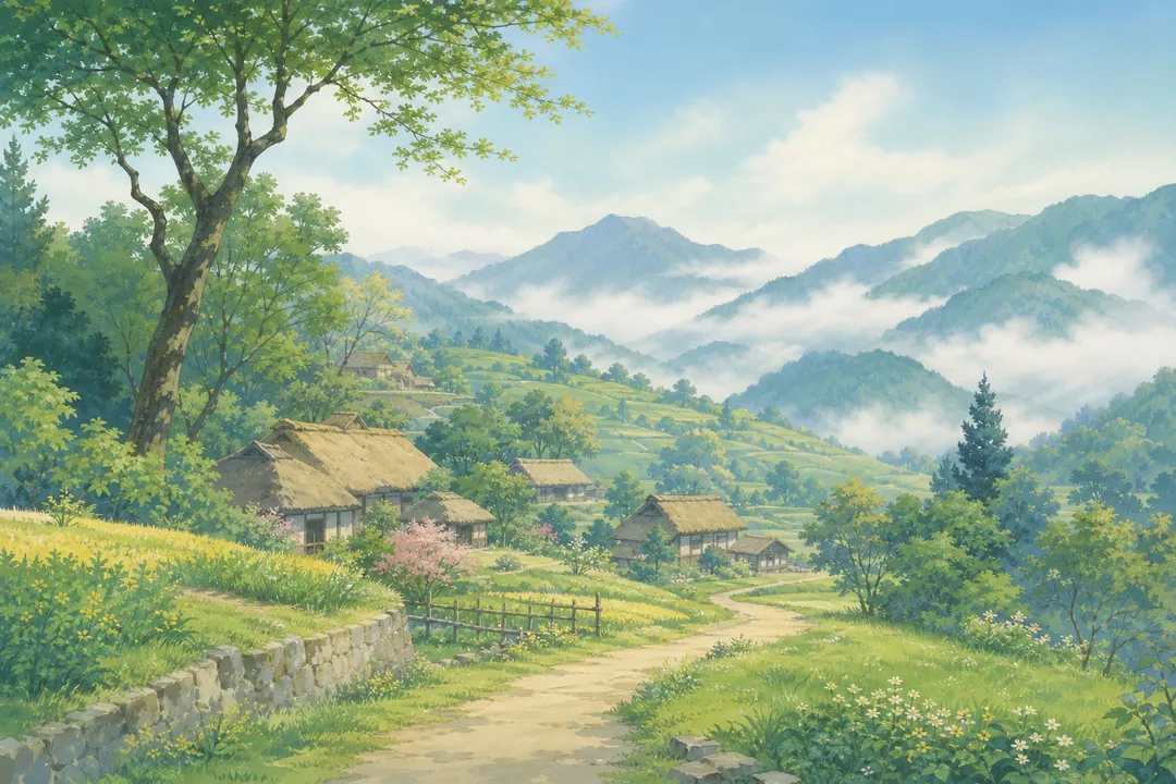 《山村咏怀》诗意配图