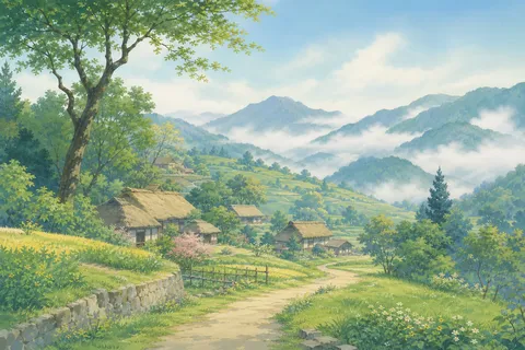 《山村咏怀》诗意配图