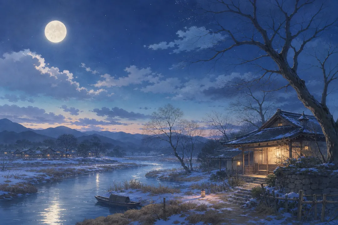 《除夜》诗意配图