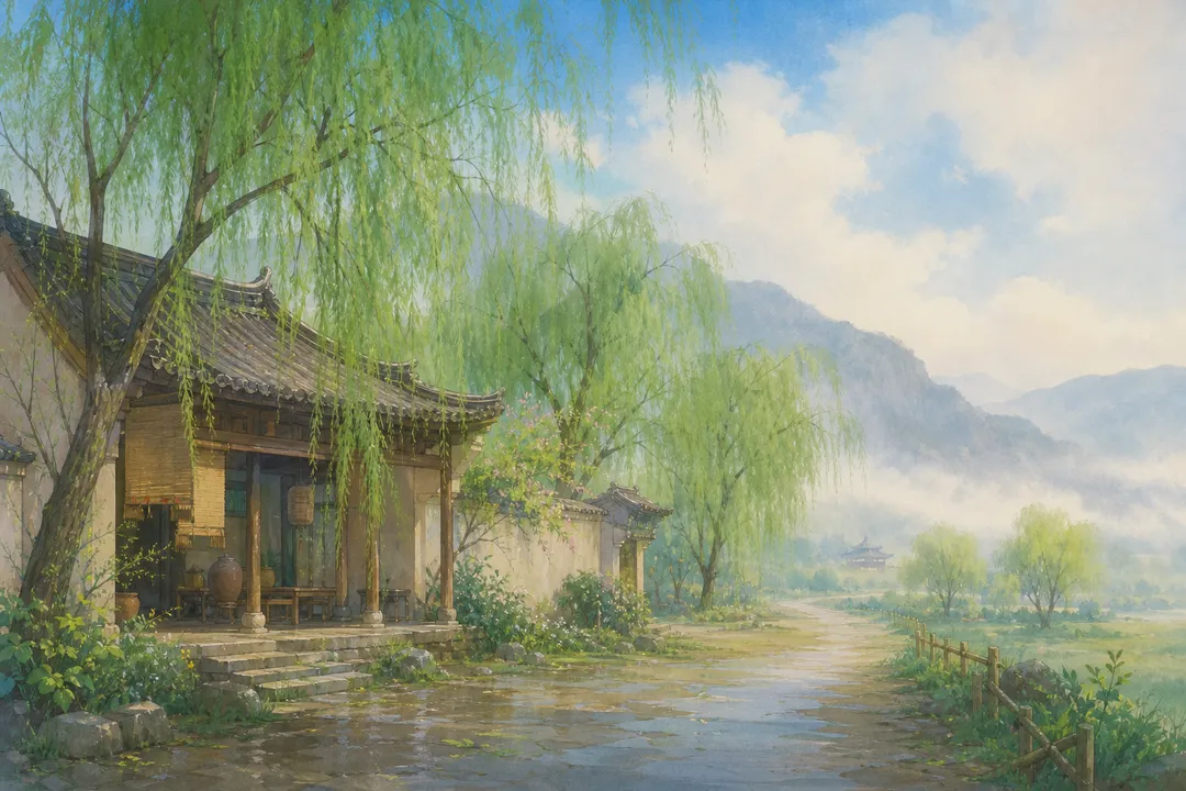 《送元二使安西》诗意配图