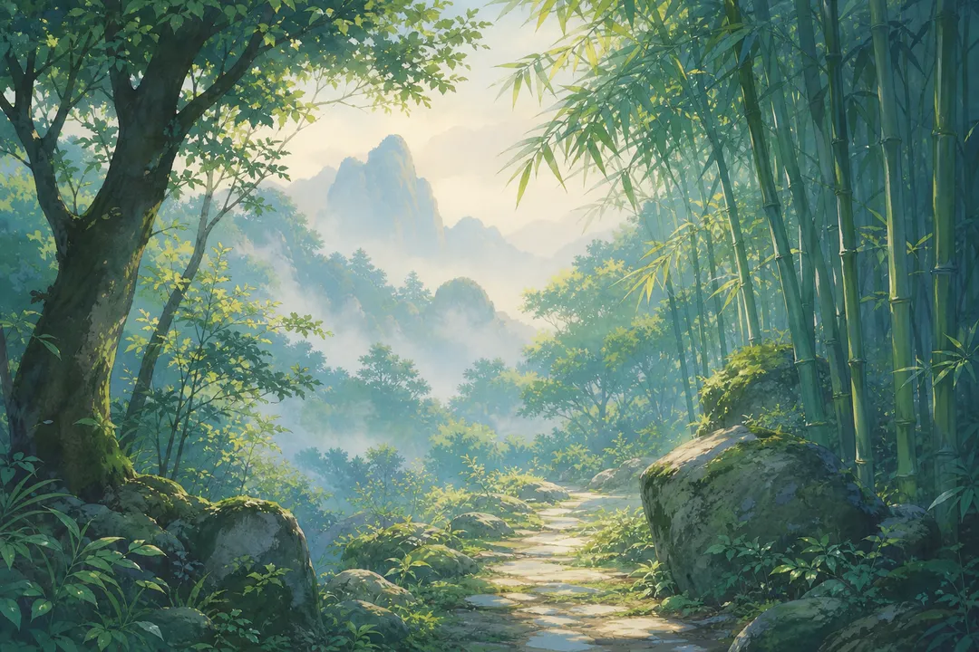 《鹿柴》诗意配图