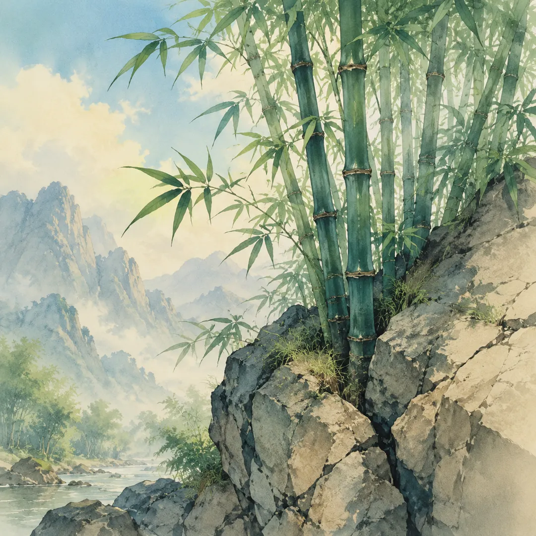 《竹石》诗意配图