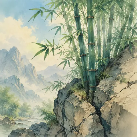 《竹石》诗意配图